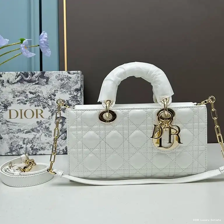 Cannage Bag Patent Medium White Lady Calfskin D-Joy 0520 Luxury